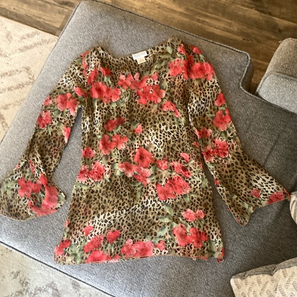 Floral Leopard Print Blouse - Picture 1 of 5